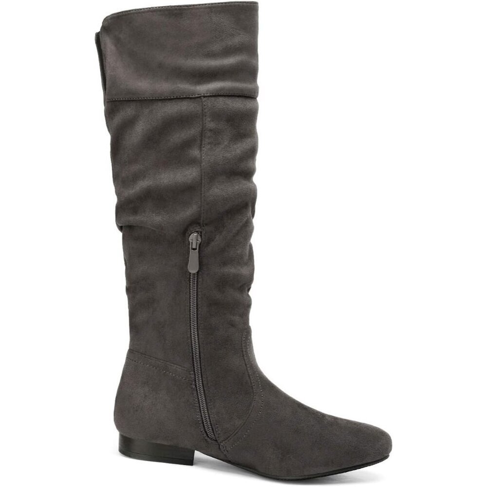 Women's Grey Dream Pairs Pull On Knee High Boots for Fall and Winter - Picture 5 of 6